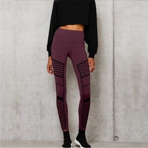 Alo Yoga Black Plum Flocked High Waist Moto Legging XS